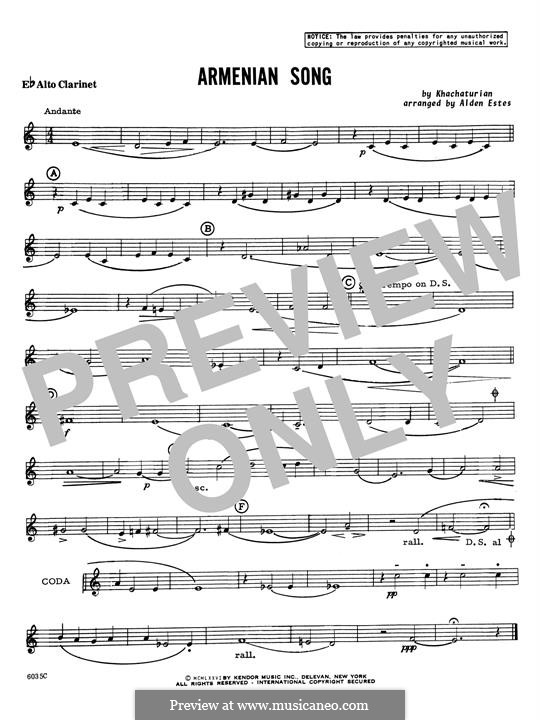 Armenian Song: Eb Alto Clarinet part by Арам Хачатурян