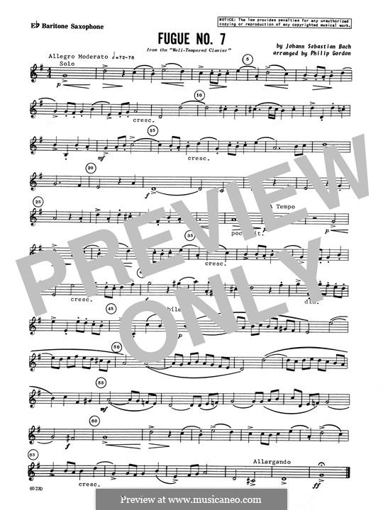 Прелюдия и фуга No.7 ми-бемоль мажор, BWV 876: Fugue, for saxophones – Eb Baritone Saxophone part by Иоганн Себастьян Бах