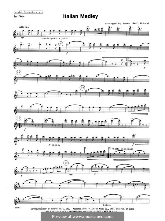 Italian Medley: For flutes – 1st Flute part by Unknown (works before 1850)