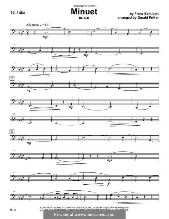 Менуэт для фортепиано ля мажор, D.334: 1st Tuba part by Франц Шуберт