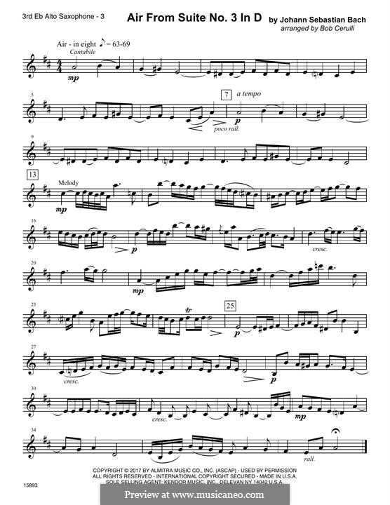 Familiar Classics For Three: 3rd Eb Alto Saxophone part by Иоганн Себастьян Бах