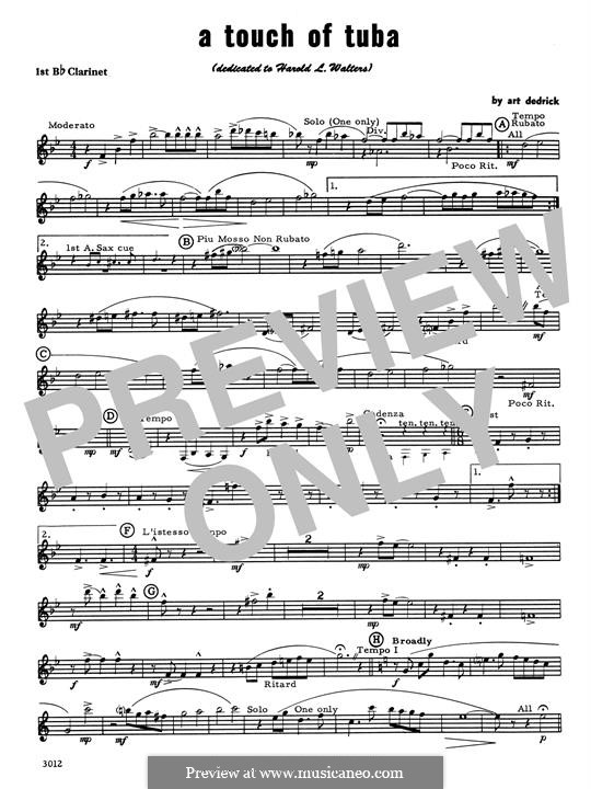 A Touch of Tuba: 1st Bb Clarinet part by Art Dedrick