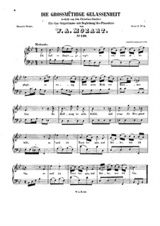 Die grossmütige Gelassenheit, K.149: B flat Major by Вольфганг Амадей Моцарт