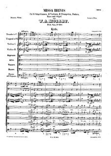 Месса No.9 до мажор (Missa brevis No.5) 'Spatzen', K.220: Партитура by Вольфганг Амадей Моцарт