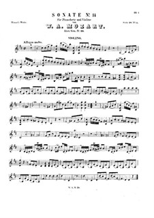Соната для скрипки и фортепиано ре мажор, K.29: Сольная партия by Вольфганг Амадей Моцарт