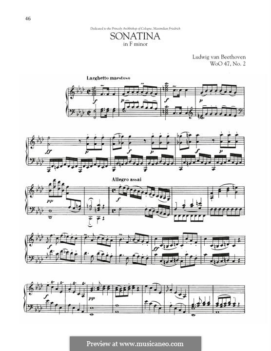 Три сонатины для фортепиано, WoO 47: Sonatina No.2 in F Minor by Людвиг ван Бетховен