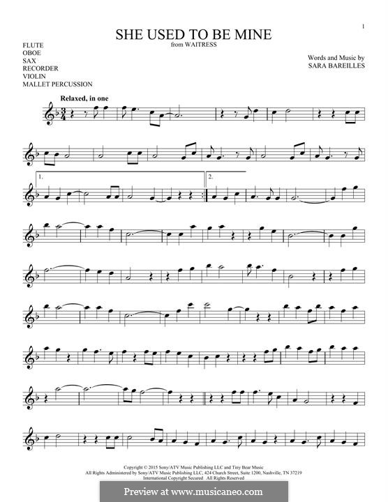She Used To Be Mine (from Waitress): Для флейты by Sara Bareilles