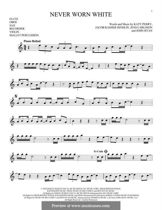Never Worn White: Для флейты by Katy Perry
