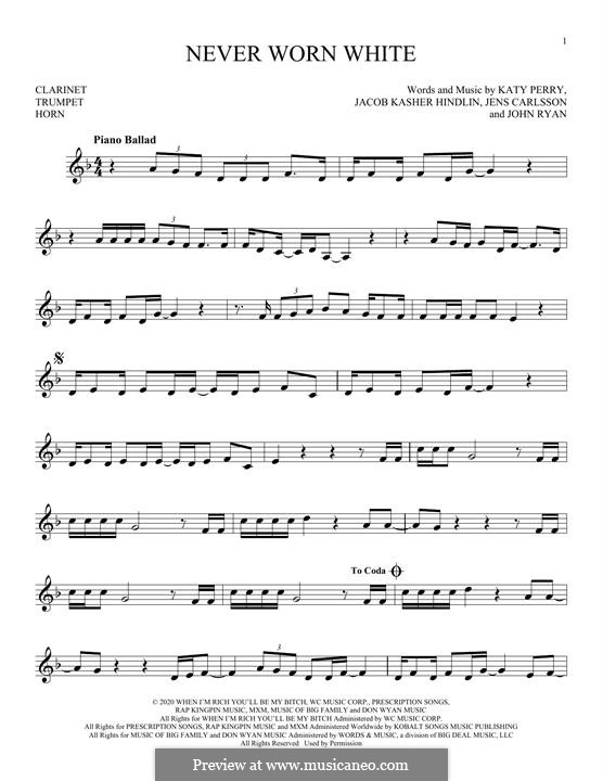 Never Worn White: Для кларнета by Katy Perry
