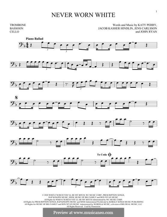 Never Worn White: For trombone by Katy Perry