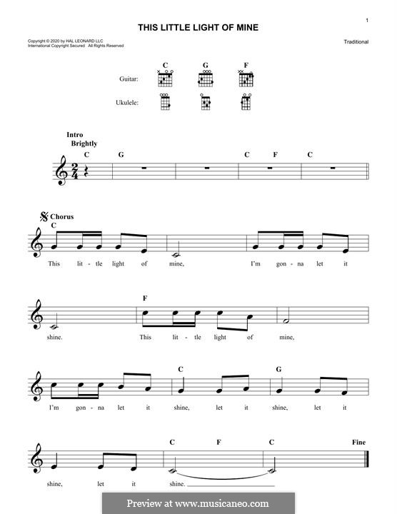 This Little Light of Mine (Printable scores): Для клавишного инструмента by folklore