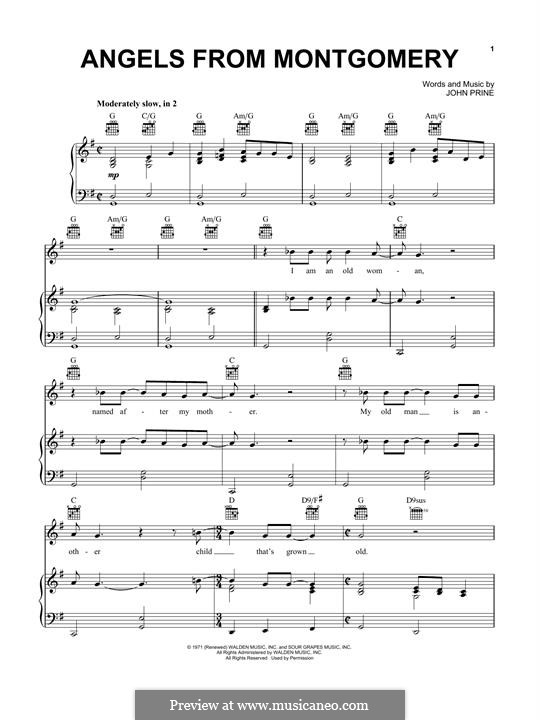 Angels from Montgomery: Для голоса и фортепиано (или гитары) by John Prine