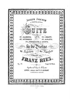 Сюиты для скрипки и фортепиано No.1, 2, 4, Op.26, 27, 38: Партитура by Франц Рис