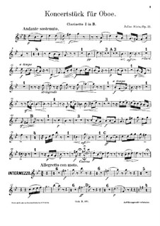 Концертная пьеса для гобоя и оркестра, Op.33: Партии кларнетов by Юлиус Риц