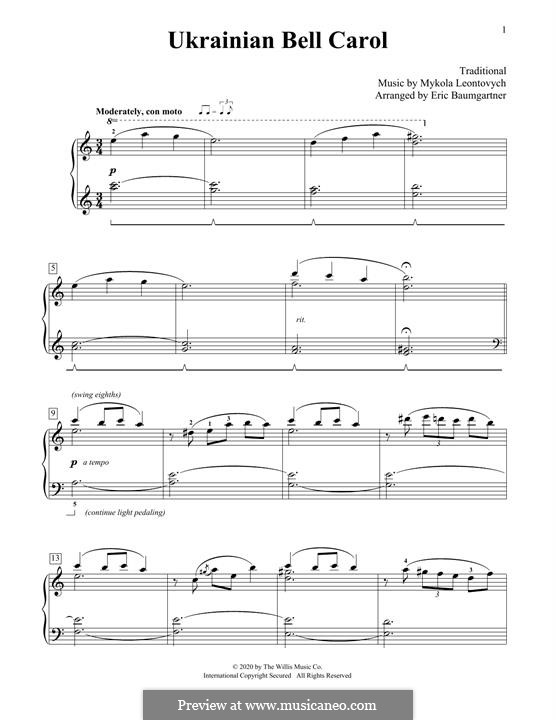 Piano version: Jazz version by Mykola Leontovych