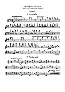 Испанское каприччио, Op.34: Партии первой и второй флейт by Николай Римский-Корсаков