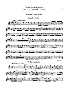 Испанское каприччио, Op.34: Партии гобоев (или английского рожка) by Николай Римский-Корсаков
