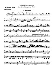 Испанское каприччио, Op.34: Партии кларнетов in B by Николай Римский-Корсаков