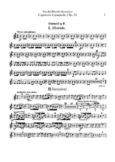 Испанское каприччио, Op.34: Партии валторн by Николай Римский-Корсаков