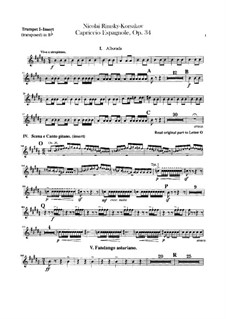 Испанское каприччио, Op.34: Партии труб in B by Николай Римский-Корсаков