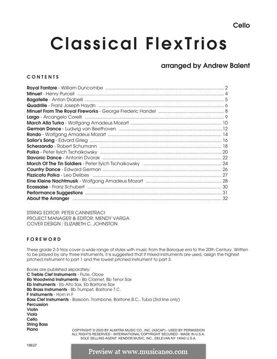 Classical Flextrios (Various): Партия виолончели by Йозеф Гайдн, Генри Пёрсел, Антон Диабелли, William Duncombe