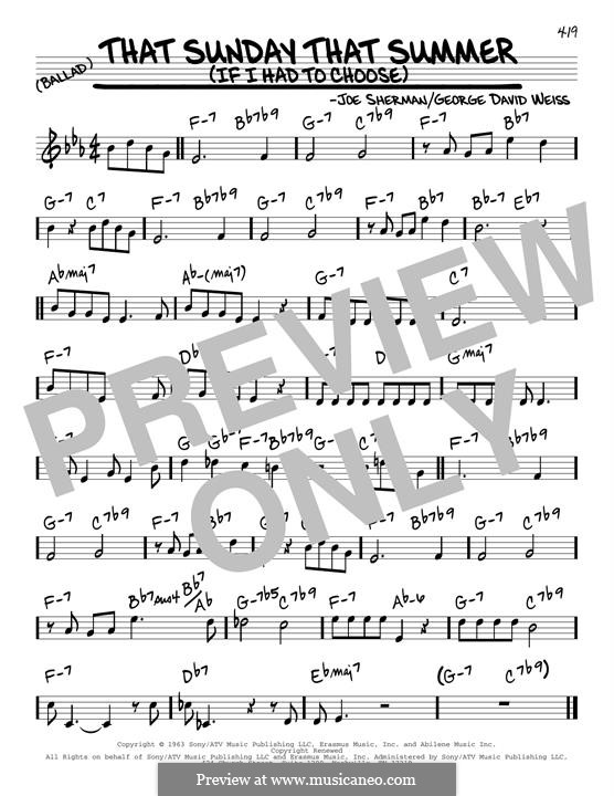 That Sunday That Summer (If I Had to Choose): Мелодия by George David Weiss, Joe Sherman