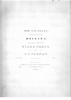 Золушка: Non, piu mesta, for piano by Джоаккино Россини