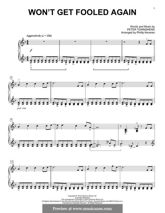 Won't Get Fooled Again (The Who): For piano (classical version) by Peter Townshend
