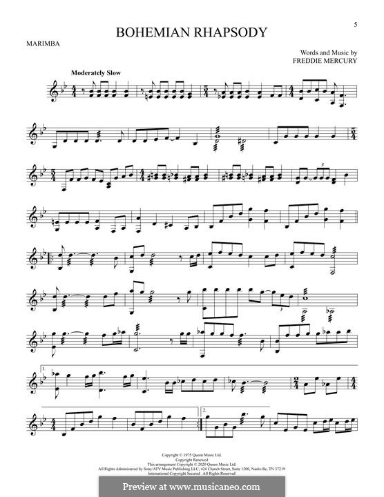 Instrumental version: For marimba by Freddie Mercury