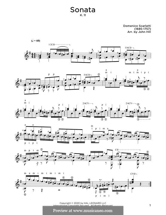 Соната No.352 до минор, K.11 L.352 P.67: Для гитары by Доменико Скарлатти