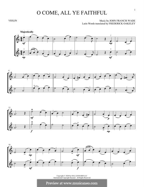 Instrumental version (Printable scores): Для двух скрипок by Джон Фрэнсис Уэйд