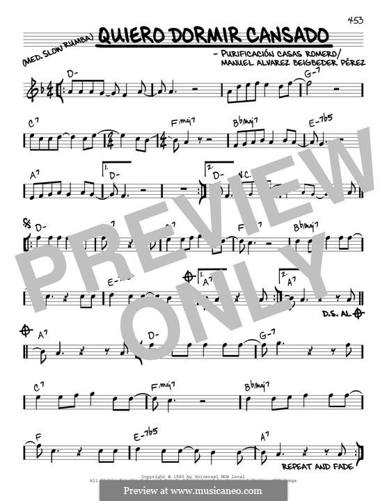 Quiero Dormir Cansado: Мелодия by Manuel Beatriz Alvarez Beigbeder Casas, Maria Alejandra Alvarez Beigbeder Casas, Maria Angeles Alvarez Beigbeder Casas, Purificacion Casas Romero, Viviana Alvarez Beigbeder Casas