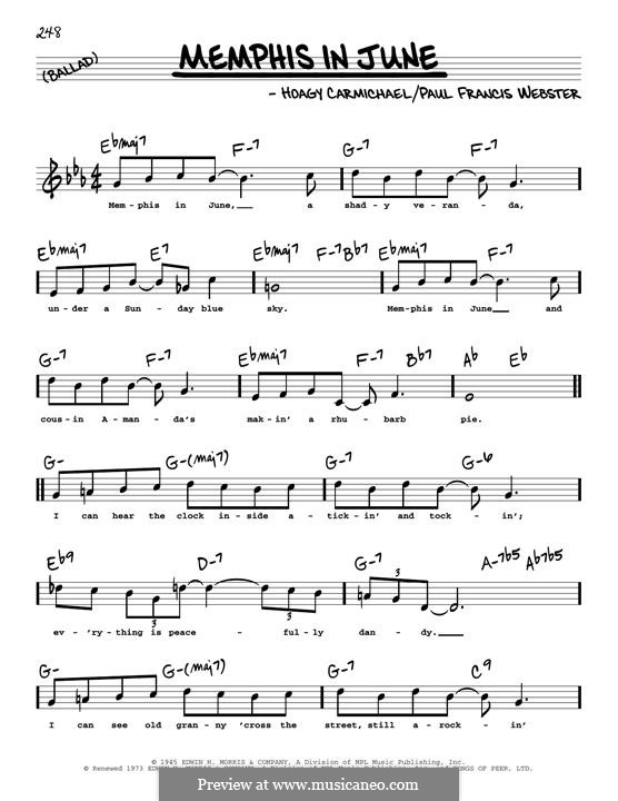 Memphis In June (from Johnny Angel): High Voice by Paul Francis Webster