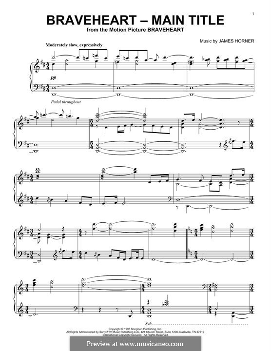 Braveheart - Main Title: Для фортепиано by James Horner