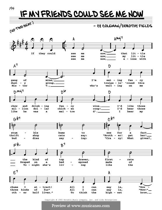 If My Friends Could See Me Now (from Sweet Charity): High Voice by Cy Coleman