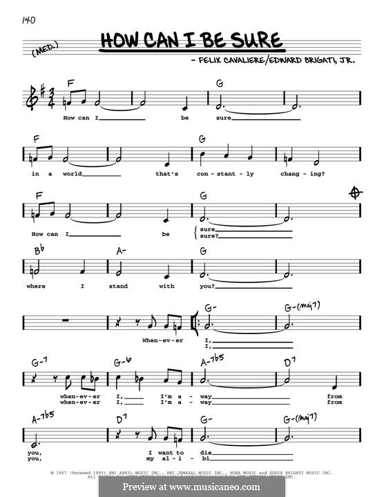 How Can I Be Sure (The Young Rascals): High Voice by Edward Brigati Jr., Felix Cavaliere