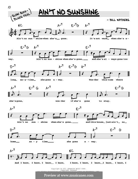 Ain't No Sunshine: Мелодия by Bill Withers