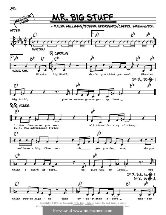 Mr. Big Stuff (Jean Knight): Мелодия by Ральф Воан Уильямс, Carrol Washington, Joseph Broussard