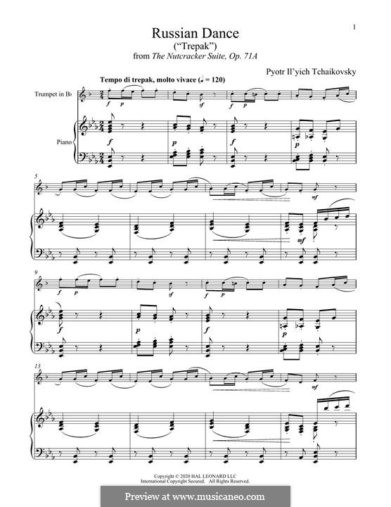 No.4 Русский танец (Трепак): For trumpet and piano by Петр Чайковский