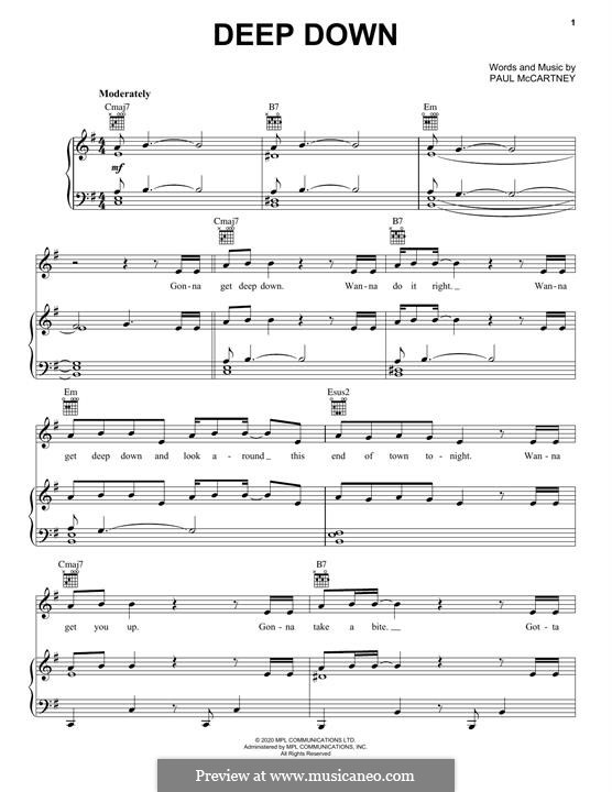 Deep Down: Для голоса и фортепиано (или гитары) by Paul McCartney