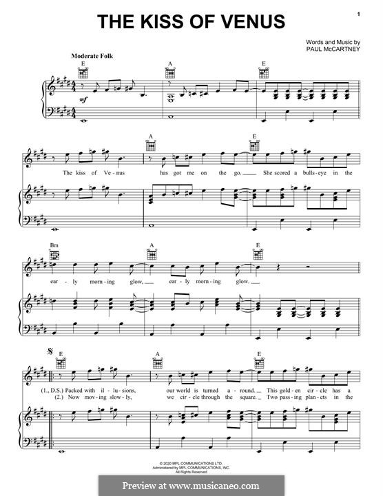 The Kiss Of Venus: Для голоса и фортепиано (или гитары) by Paul McCartney
