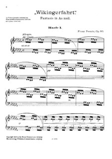 Фантазия 'Wikingerfahrt' для двух арф, Op.80: Партия первой арфы by Franz Poenitz