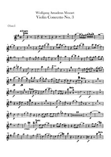 Концерт для скрипки с оркестром No.3 соль мажор, K.216: Партии гобоев by Вольфганг Амадей Моцарт