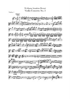 Концерт для скрипки с оркестром No.3 соль мажор, K.216: Партии скрипок by Вольфганг Амадей Моцарт