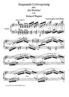 Валькирия, WWV 86b: Siegmund's Love Song, for piano (version by H. Rupp) by Рихард Вагнер