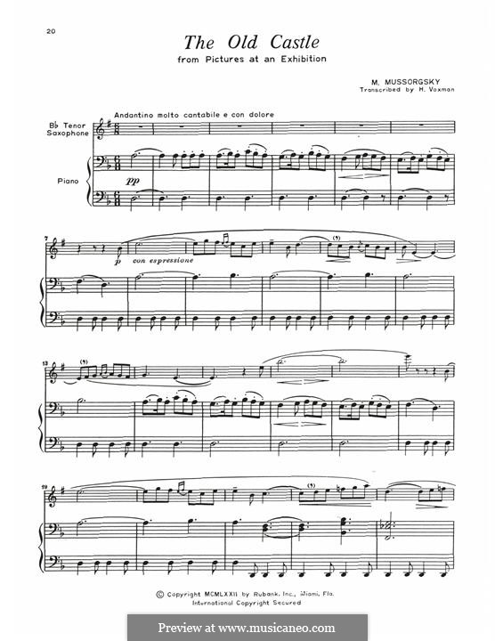 Прогулка, No.2 Старый замок: Для тенорового саксофона и фортепиано by Модест Мусоргский