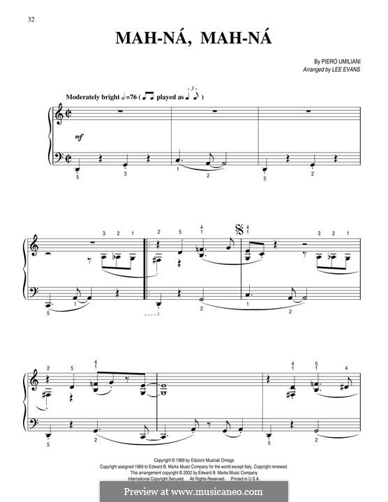 Mah Na Mah Na (The Muppets): Для фортепиано by Piero Umiliani