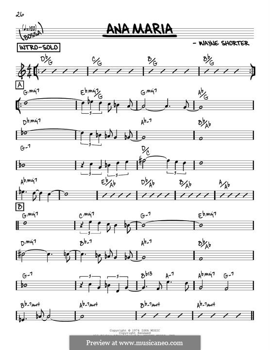 Ana Maria: Melody line (reharmonized version) by Wayne Shorter