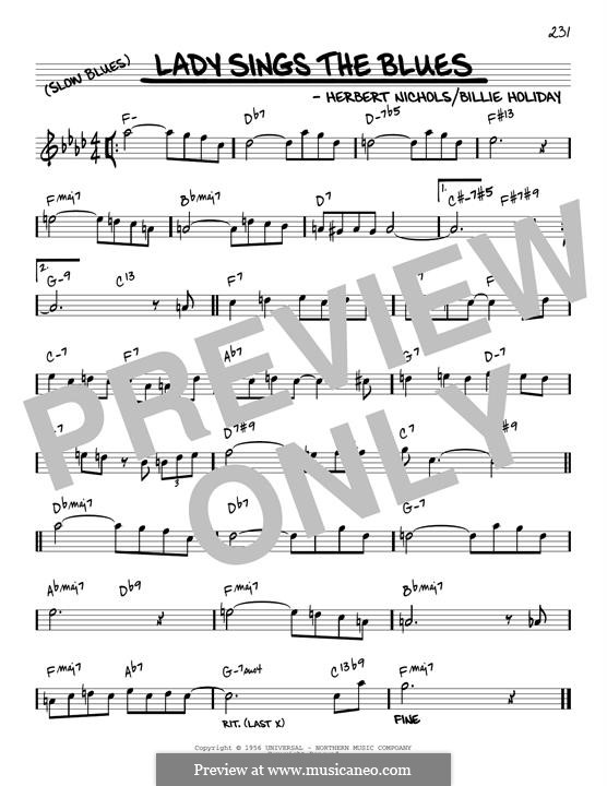 The Lady Sings the Blues (Billie Holiday): Melody line (reharmonized version) by Herbie Nichols