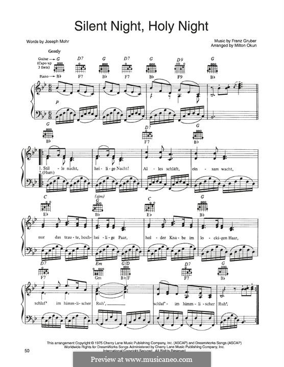 Vocal version: Для голоса и фортепиано (или гитары) by Франц Ксавьер Грубер